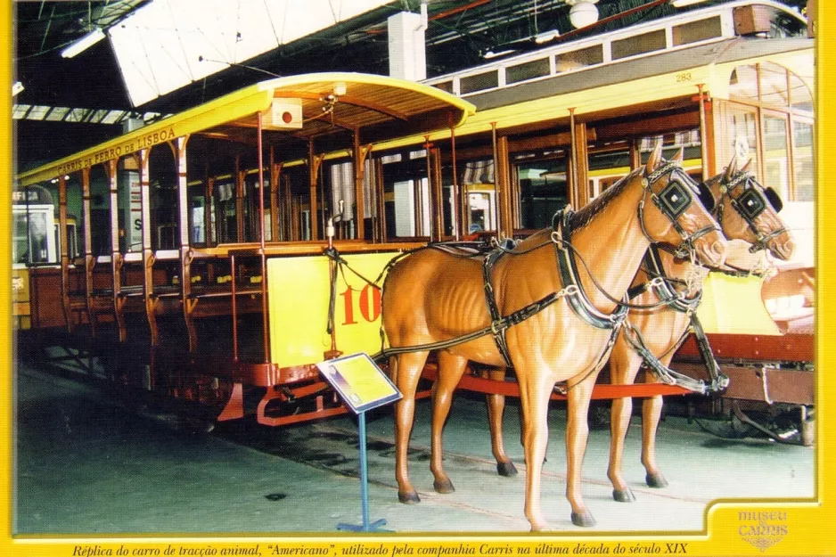 Postkort: Lissabon åben hestesporvogn 100 i Museu da Carris (2000)