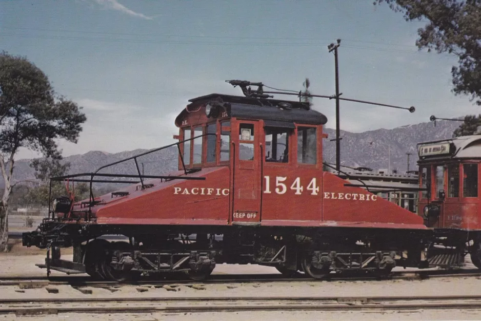 Postkort: Los Angeles motorvogn 1544 nær Travel Town (1970)