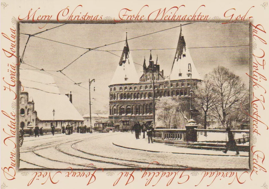 Postkort: Lübeck foran Holstentor (1915)