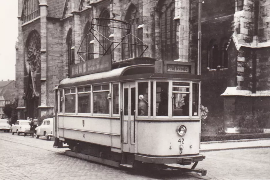 Postkort: Mühlhausen Unterstadtlinie med motorvogn 42 på Felchtaer Straße (1962)