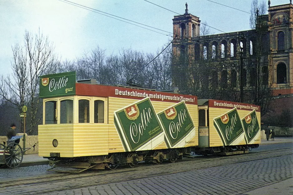 Postkort: München motorvogn 203 på Maximiliansbrücke (1949)
