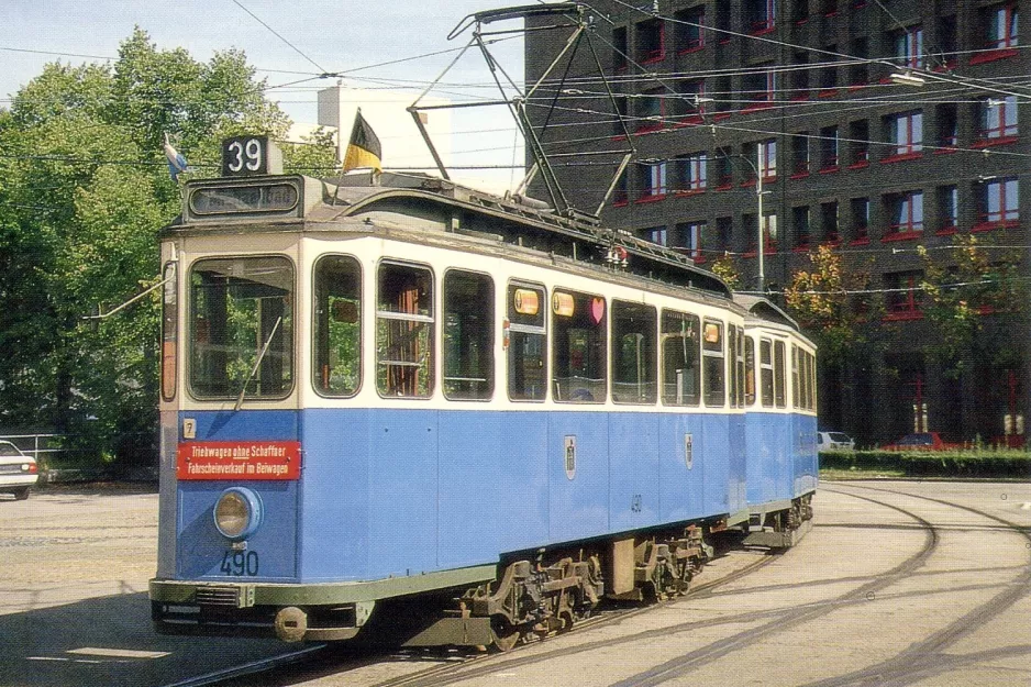 Postkort: München motorvogn 490 ved Westendstr. (1993)