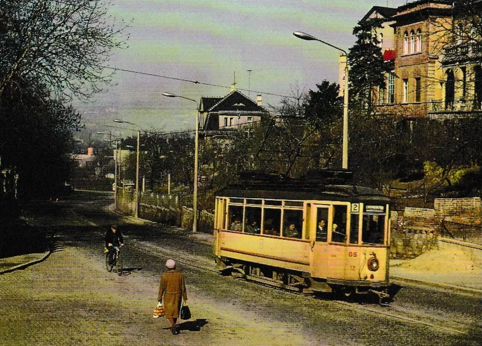 Postkort: Naumburg (Saale) turistlinje 4 med motorvogn 12 nær Nordstr. (1979)