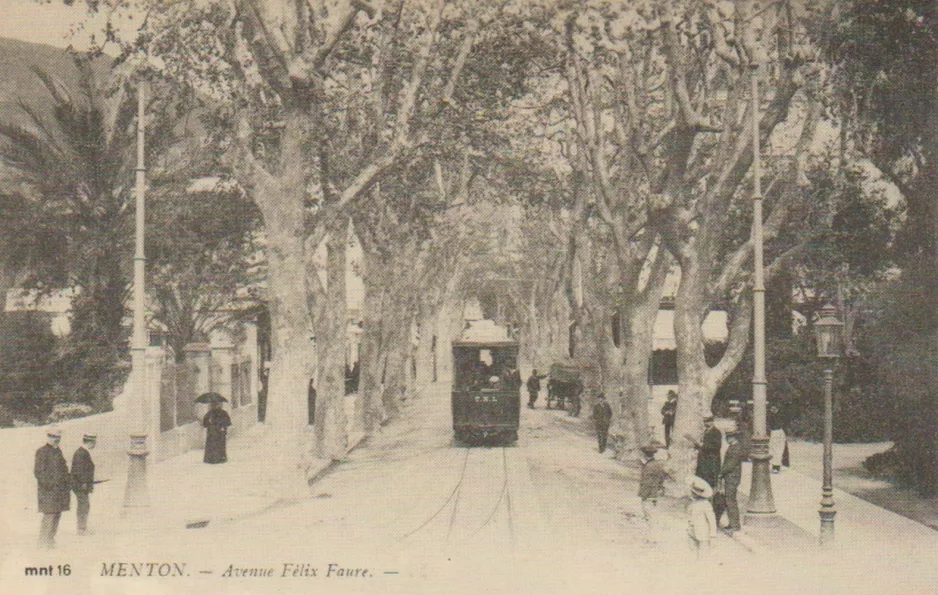 Postkort: Nice regionallinje 46 på Avenue Félix Faure (1920)