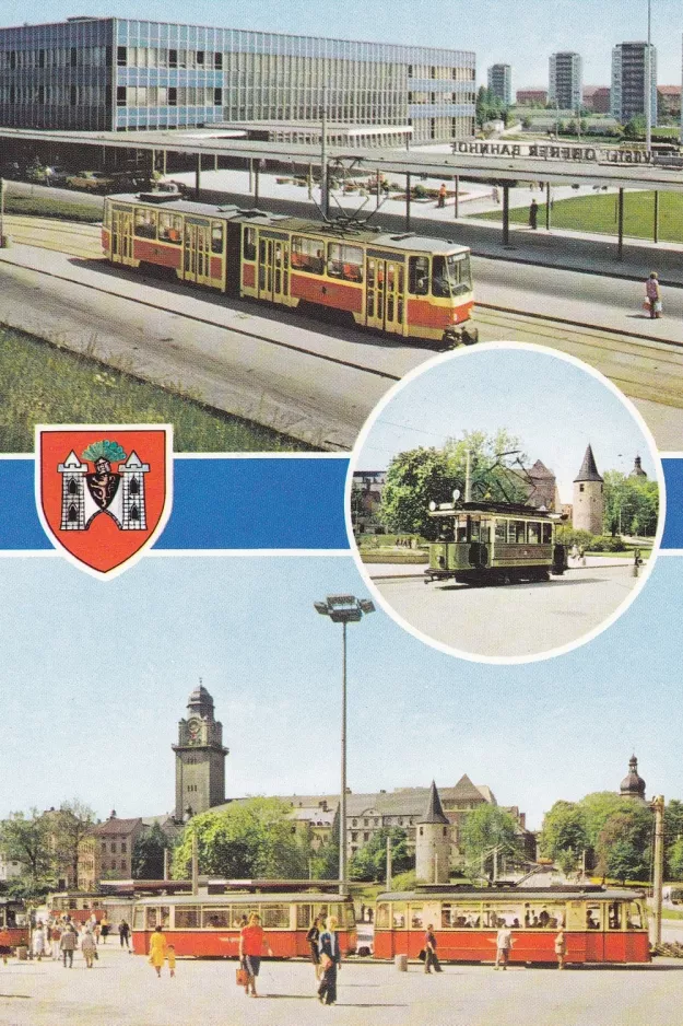 Postkort: Plauen ved Oberer Bahnhof, Stadtpark (1976)