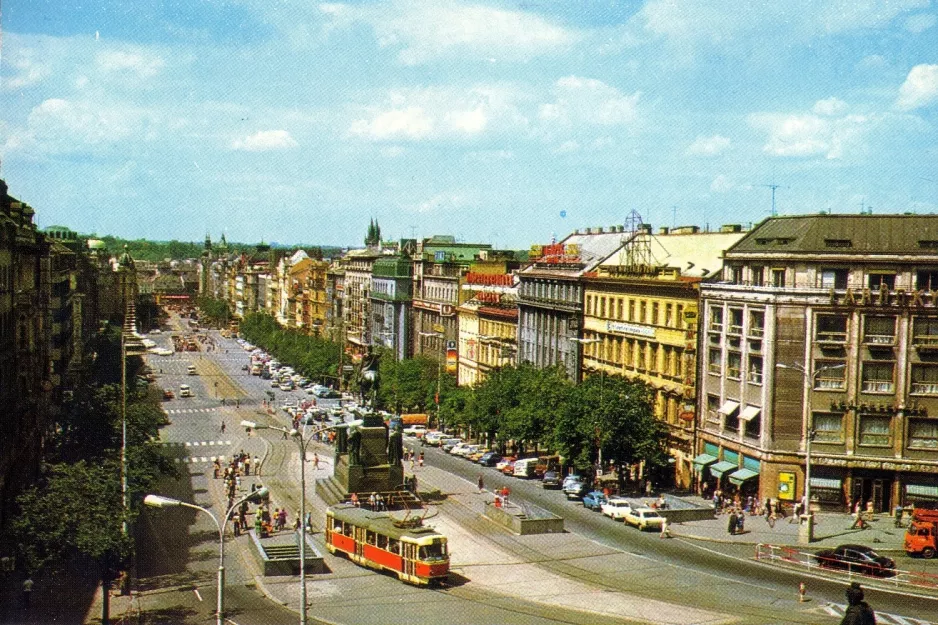 Postkort: Prag på Václavské Náměstí (1970)