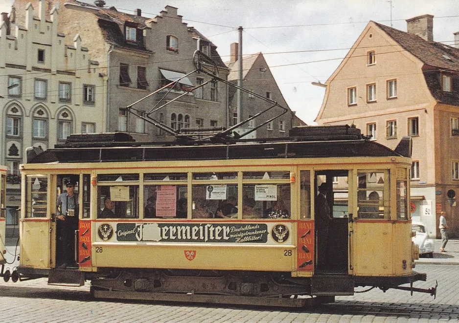Postkort: Regensburg motorvogn 28 på Arnulftsplatz (1964)
