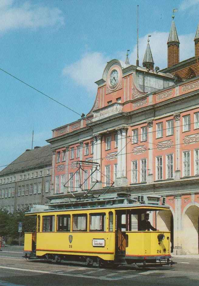 Postkort: Rostock motorvogn 26 foran Rathaus (2015)