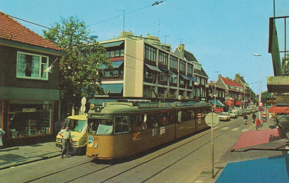 Postkort: Rotterdam sporvognslinje 4 med ledvogn 371 på Hillegersberg (1965)