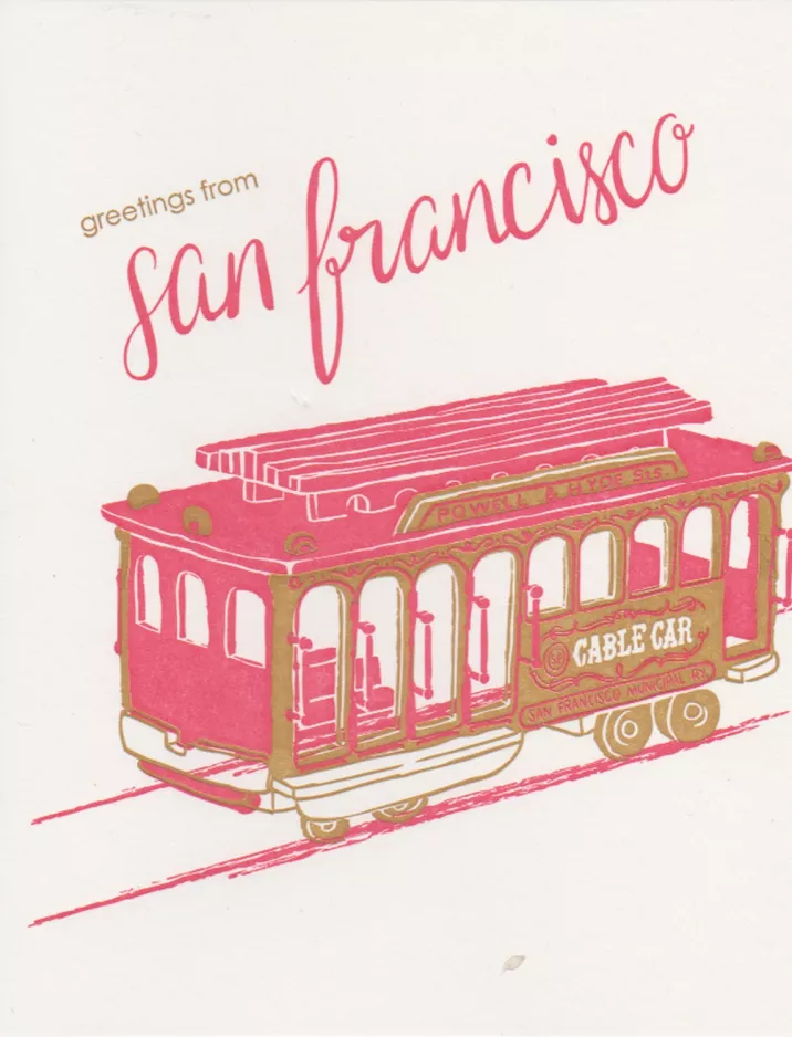 Postkort: San Francisco kabelbane Powell-Hyde  greetings from san francisco (2023)
