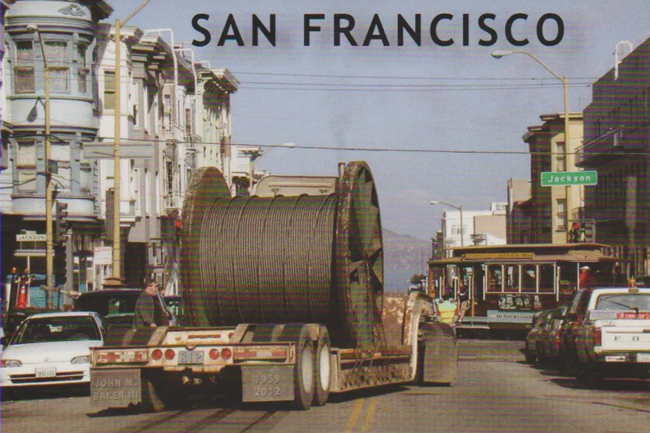 Postkort: San Francisco kabelbane Powell-Mason i krydset Jackson St/Mason St (2016)