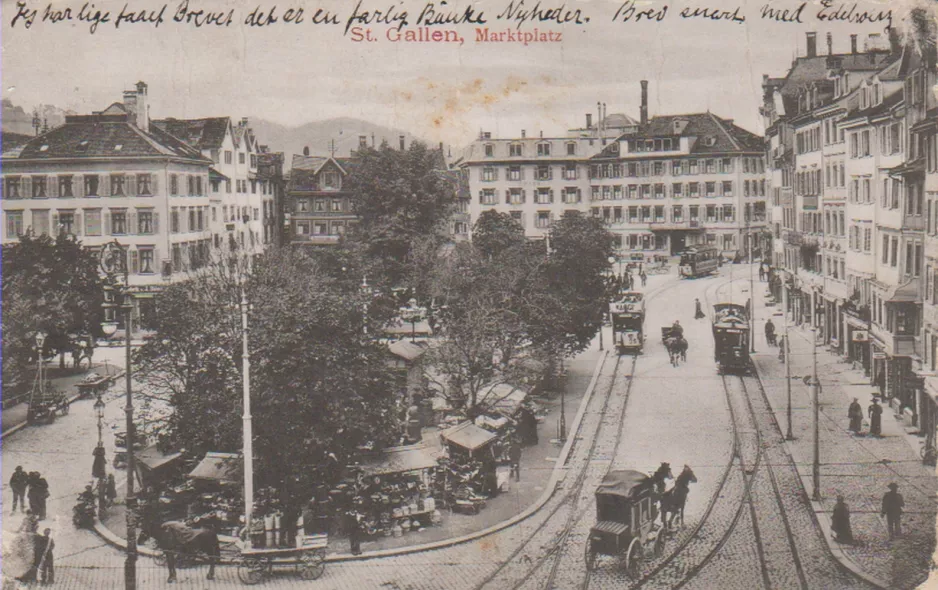 Postkort: Sankt Gallen på Marktplatz (1900)