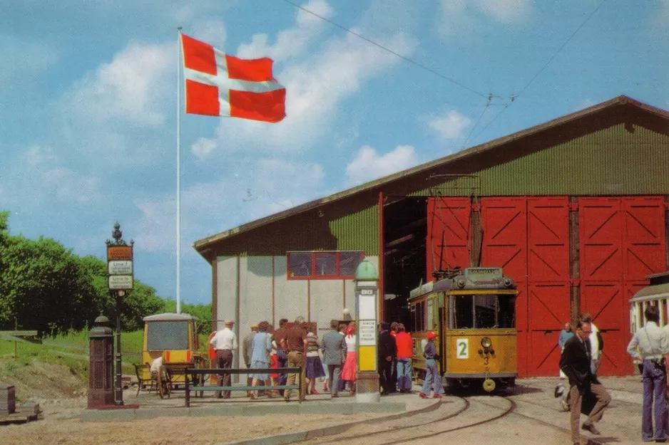 Postkort: Skjoldenæsholm meterspor med motorvogn 3 ved Sporvejsmuseet (1978)