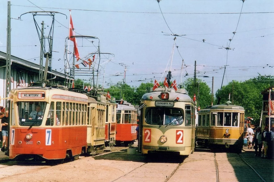 Postkort: Skjoldenæsholm normalspor med motorvogn 3060 ved Sporvejsmuseet (2003)