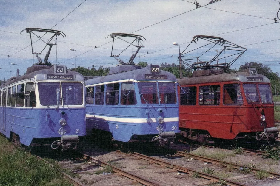 Postkort: Stockholm motorvogn 21 "Kolmården" ved AGA (1986)