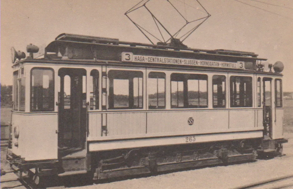 Postkort: Stockholm motorvogn 265 ved Waldemarsudde (1920)