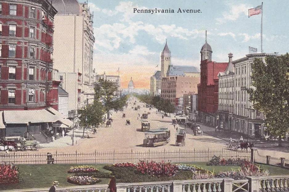 Postkort: Washington D.C. på Pennsylvania Avenue (1889)