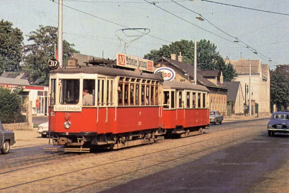 Postkort: Wien sporvognslinje 317 med motorvogn 2523 på Donaufelder Straße (1959)