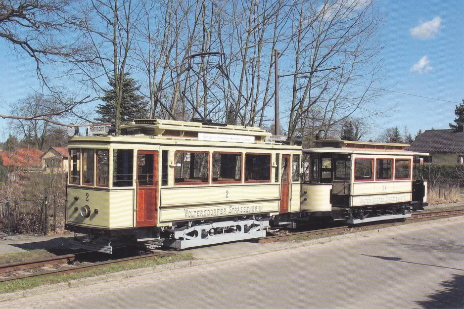 Postkort: Woltersdorf museumslinje Tramtouren med museumsvogn 2 på Berliner Straße (2000)
