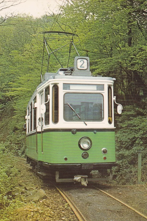 Postkort: Wuppertal BMB med motorvogn 53 på Bergischen Museumsbahnen (1995)