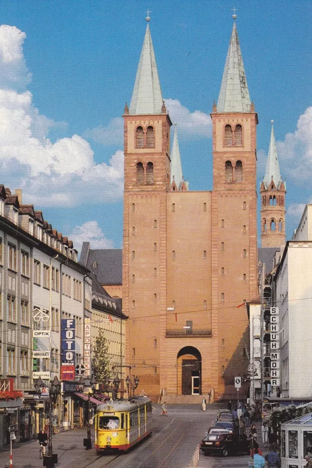 Postkort: Würzburg ekstralinje 3 foran Dom. St. Kilian (1975)