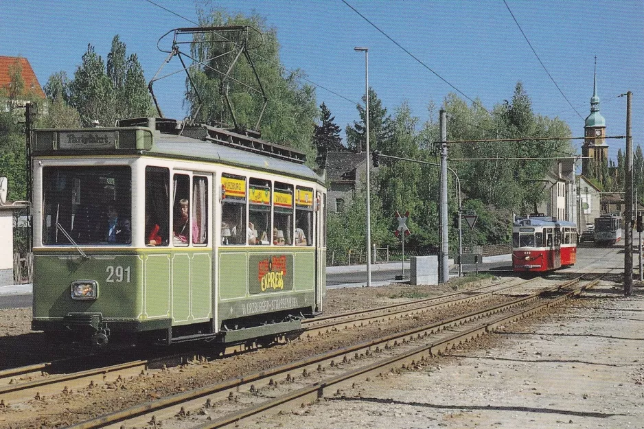 Postkort: Zwickau museumsvogn 291 på Marienthaler Strasse (1995)