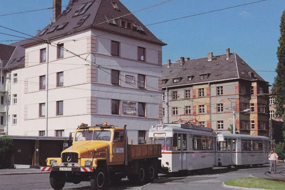 Postkort: Zwickau museumsvogn 92 ved Schlachthofstr. (1998)