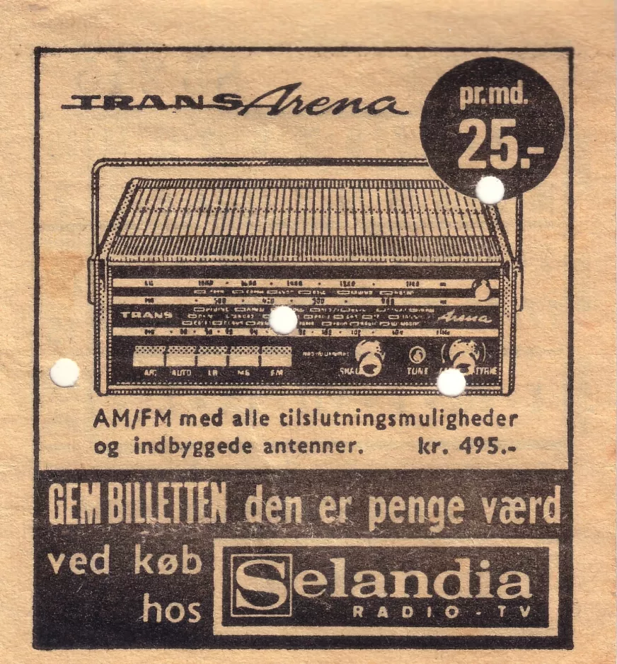 Rabatbillet til Københavns Sporveje (KS), bagsiden 1 POLET TransArena. (1960-1970)