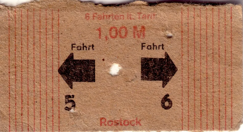Rabatbillet til Rostocker Straßenbahn (RSAG) (1987)