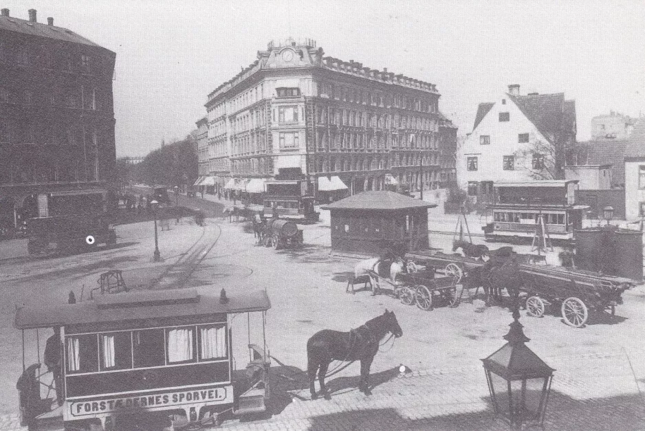 Receptkuvert: København Blegdamslinien med hestesporvogn 20 på Trianglen (1885-1887)