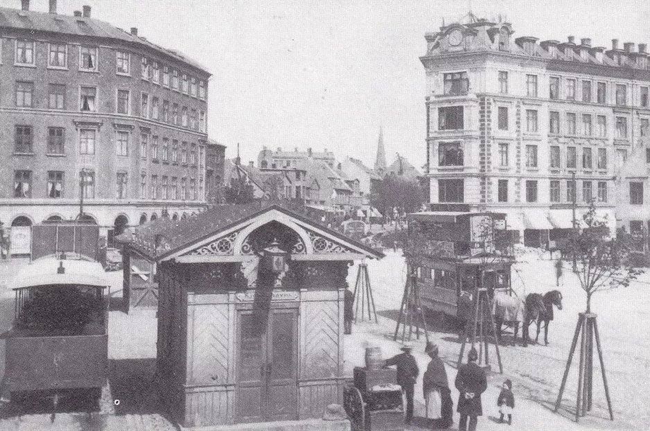Receptkuvert: København dampsporvognslinje med åben bivogn 16 på Trianglen (1886-1888)