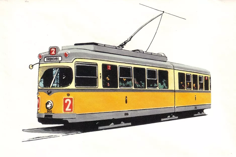 Receptkuvert: København sporvognslinje 2 med ledvogn 806 (1993)