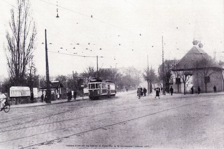 Receptkuvert: København sporvognslinje 3  ved Enghavevej (1927)
