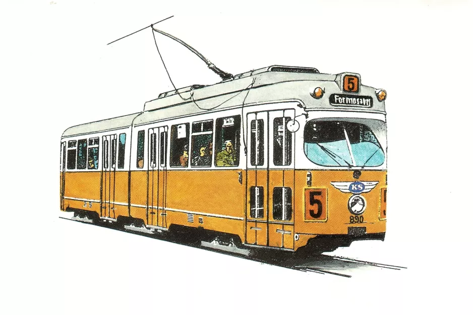 Receptkuvert: København sporvognslinje 5 med ledvogn 890  (1993)