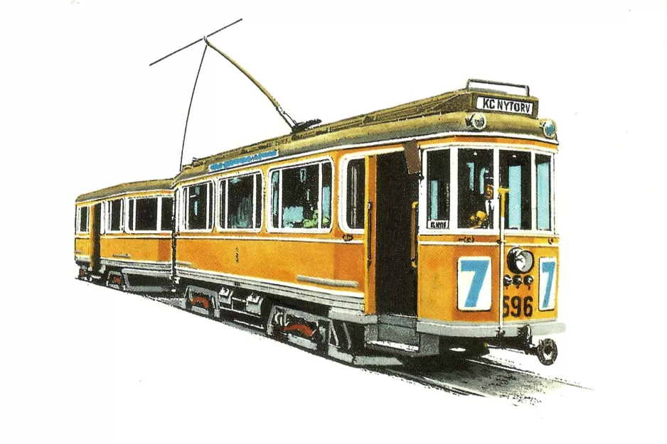 Receptkuvert: København sporvognslinje 7 med motorvogn 596  (1993)