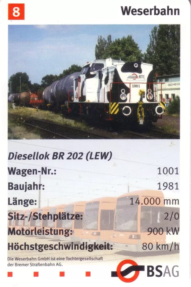 Spillekort: Bremen Diesellok BR 202 (LEW) (2006)