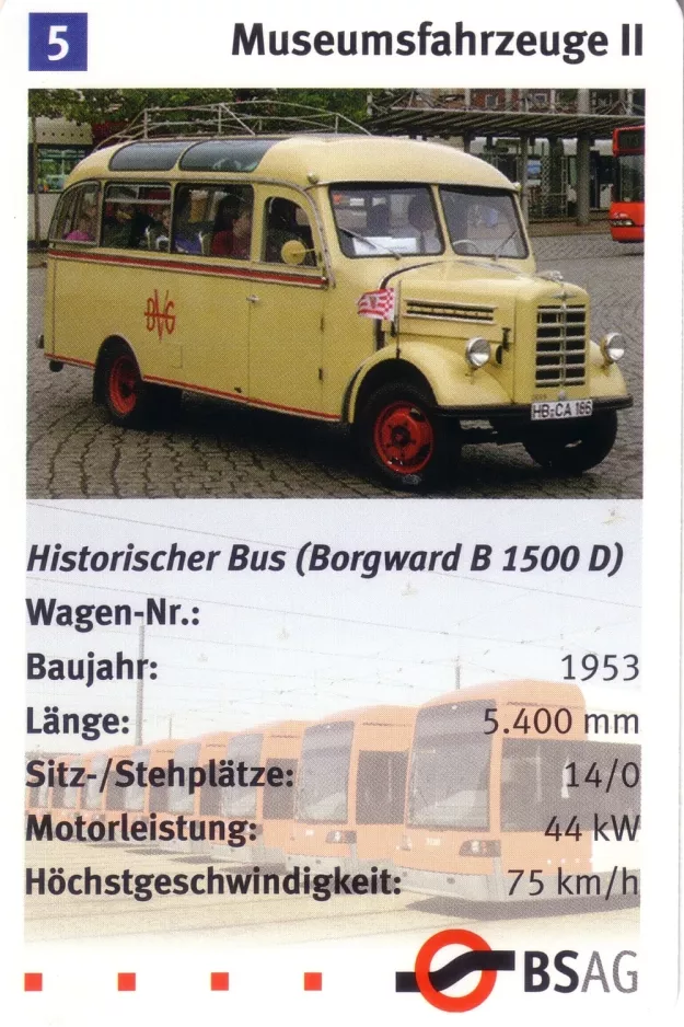 Spillekort: Bremen Historischer Bus II (Borgward B 1500 D) (2006)