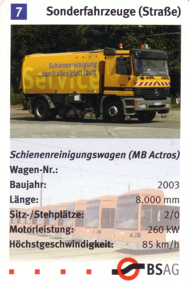 Spillekort: Bremen Schienenreinigungswagen (MB Actros) (2006)