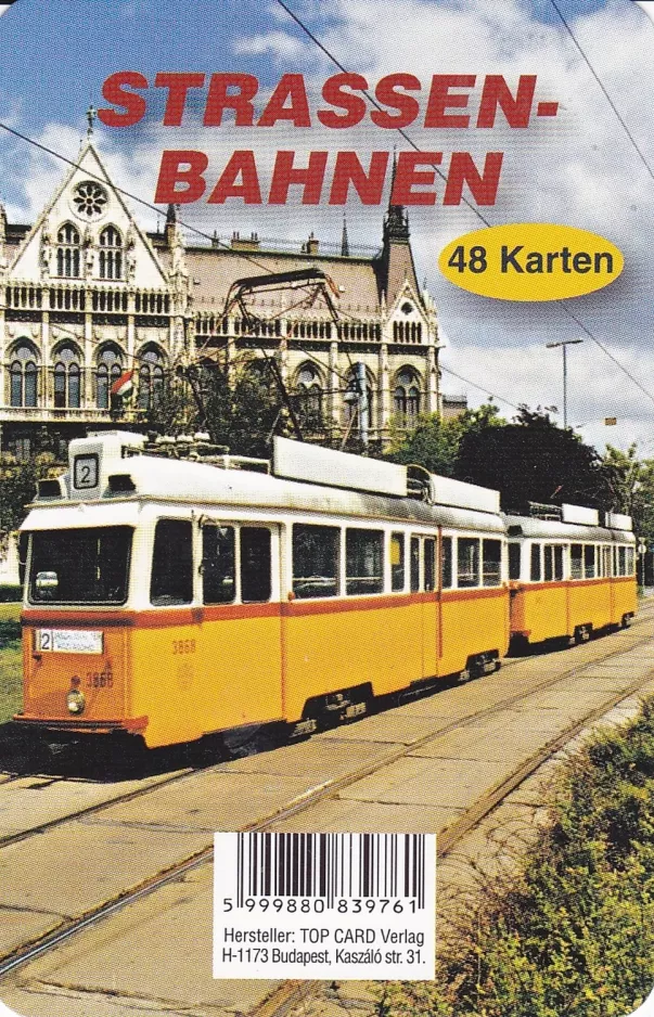 Spillekort: Budapest sporvognslinje 2 med motorvogn 3868 (2014)