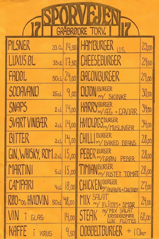 Spisekort: København , bagsiden glöggkort (1985)