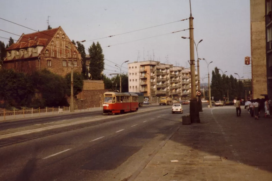 Stettin turistlinje Zielone med ledvogn 619 på Wyszyńskiego (1984)