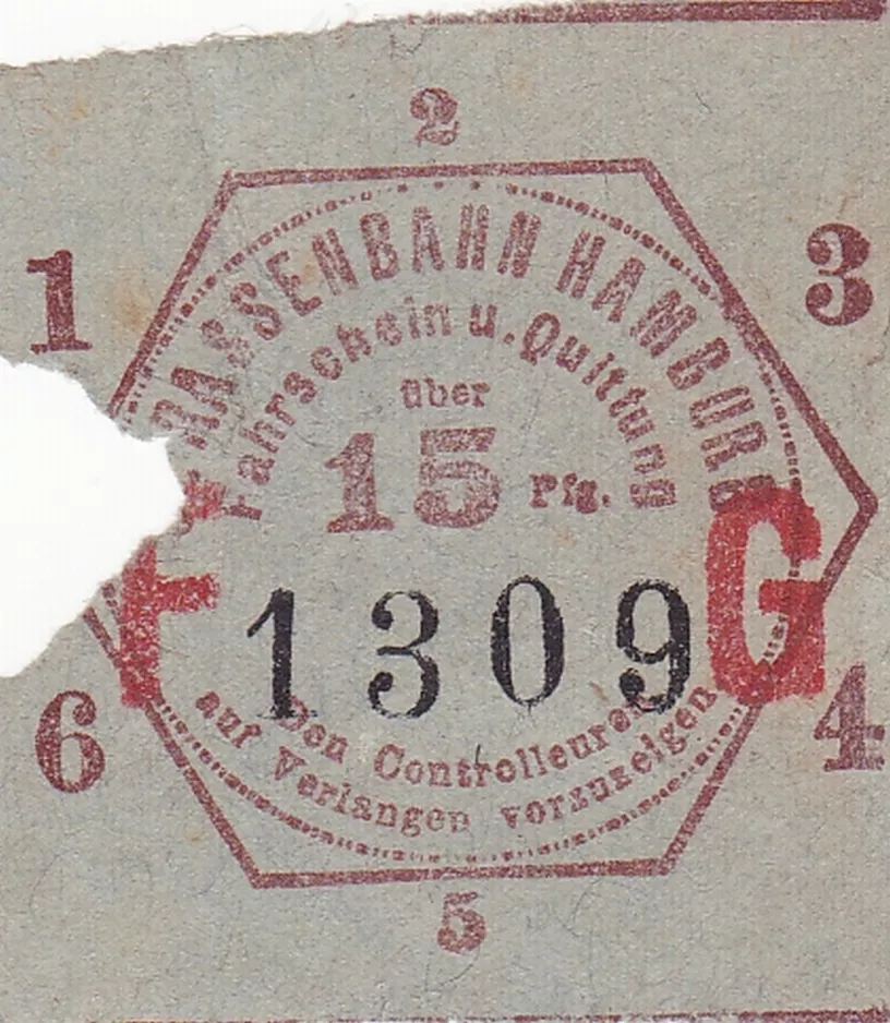 Voksenbillet til Hamburger Hochbahn (HHA), forsiden F G (1920)