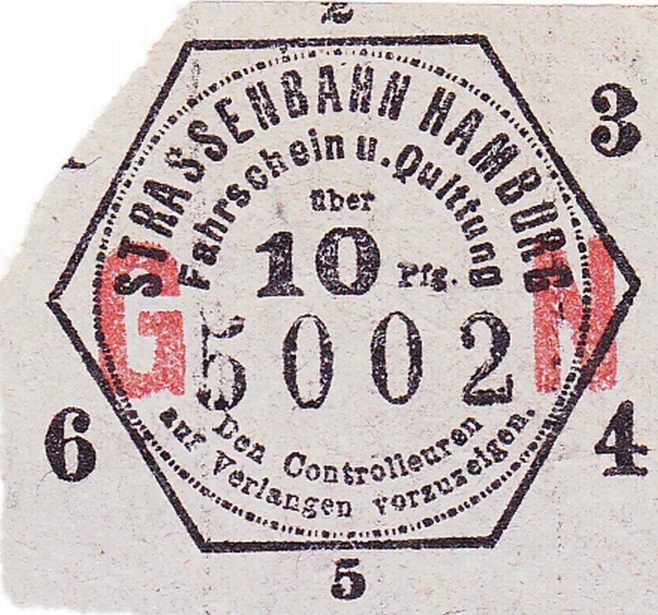 Voksenbillet til Hamburger Hochbahn (HHA), forsiden G N (1920)