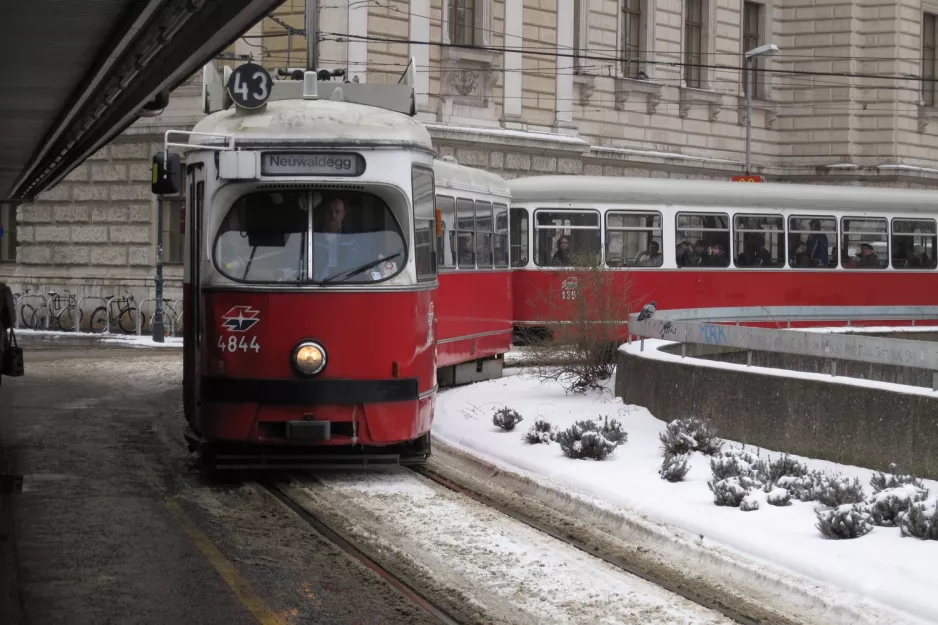 Wien sporvognslinje 43 med ledvogn 4844 ved Schottentor (2013)