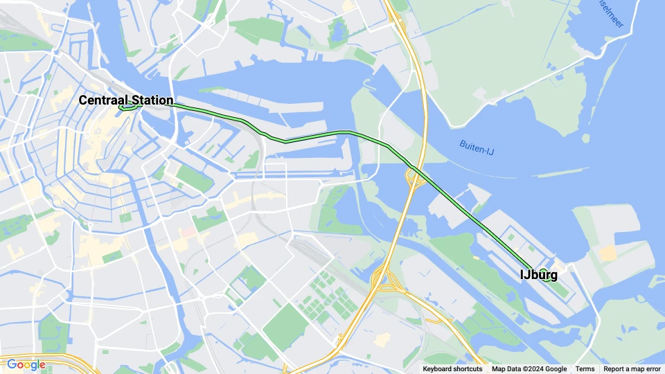 Amsterdam sporvognslinje 26: Centraal Station - IJburg linjekort