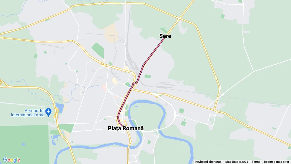 Arad sporvognslinje 16: Piața Romană - Sere linjekort