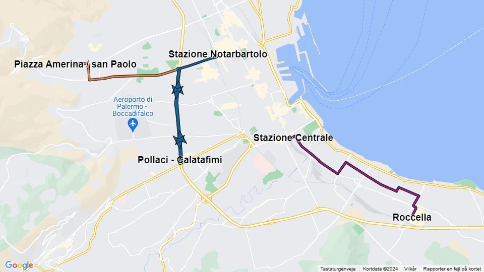 Azienda Municipalizzata Auto Trasporti Palermo (AMAT Palermo) linjekort