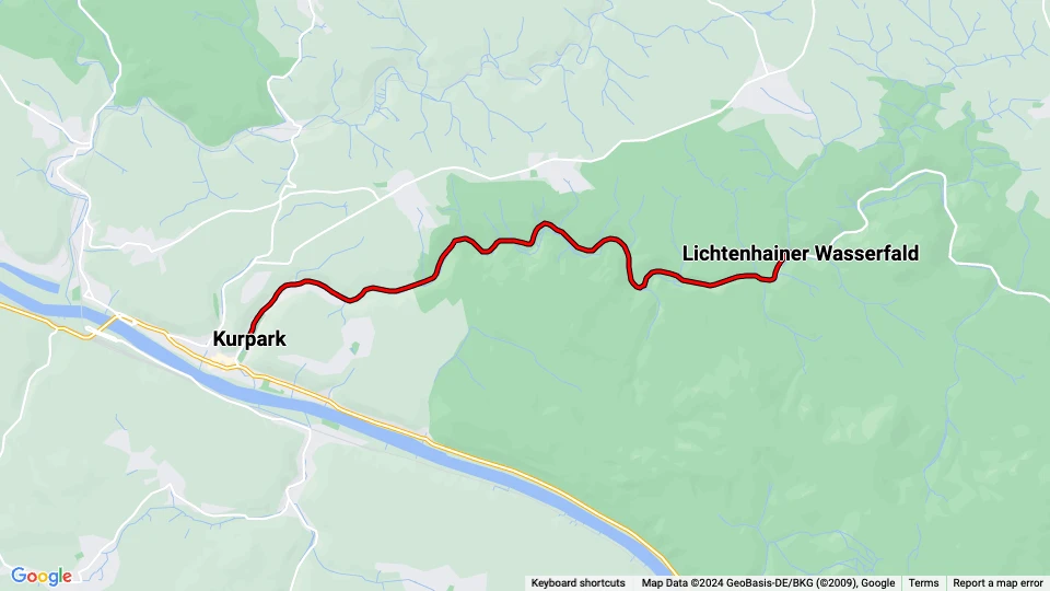 Bad Schandau Traditionsverkehr: Kurpark - Lichtenhainer Wasserfald linjekort