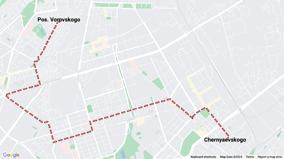 Baku sporvognslinje 5: Chernyaevskogo - Pos. Vorpvskogo linjekort