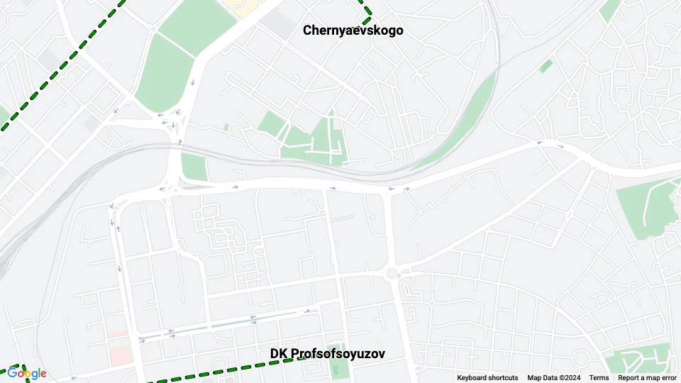 Baku sporvognslinje 6: Chernyaevskogo - DK Profsofsoyuzov linjekort
